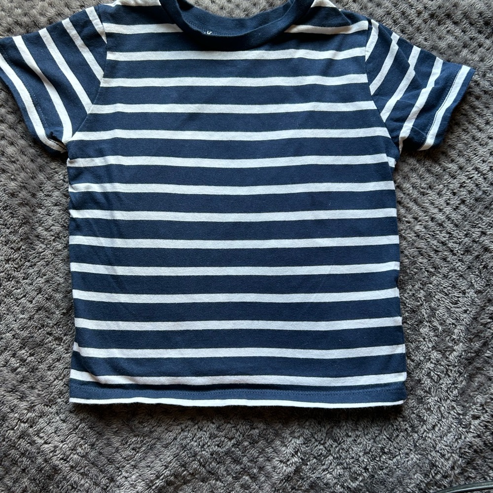 H&M Blue and White Striped Kids Tee
